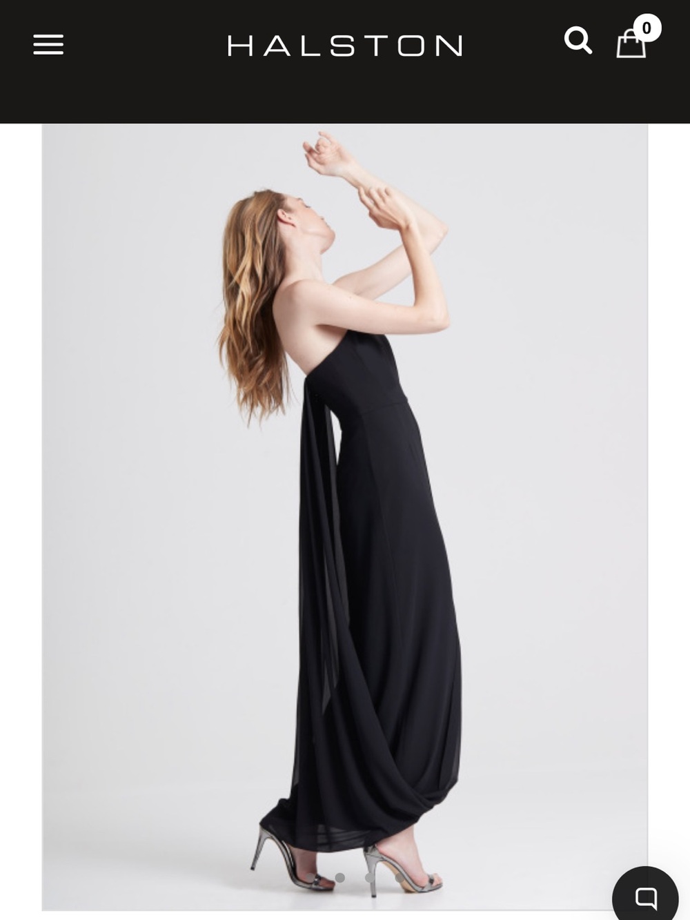 Halston Heritage Black Strapless Draped Gown
